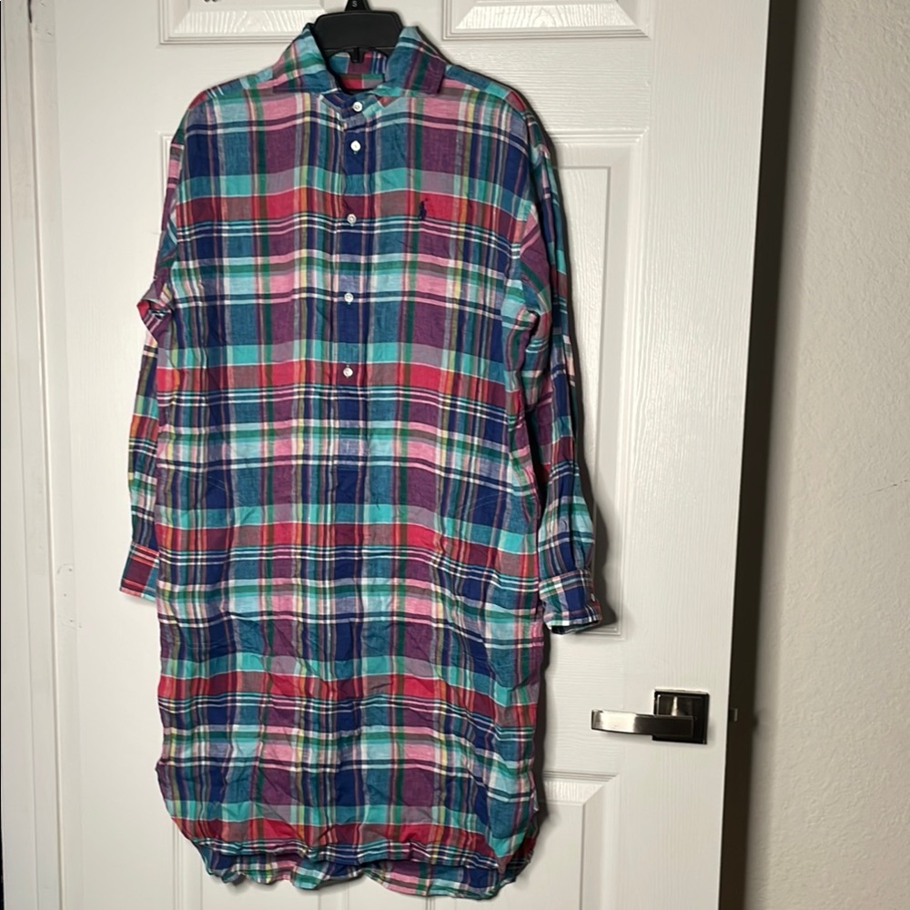 Polo Ralph Lauren long sleeve button down Plaid dress with pockets